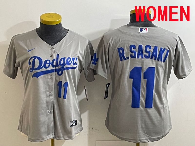 Women Los Angeles Dodgers 11 R.Sasaki Grey Game 2025 Nike MLB Jersey style 5